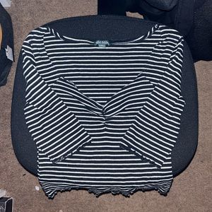 Brand, wild fable. Size, medium. Half sleeve crop top, black and white striped.